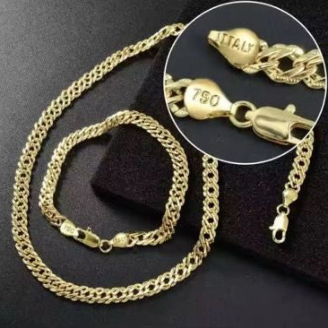Gold Cuban Chain Set