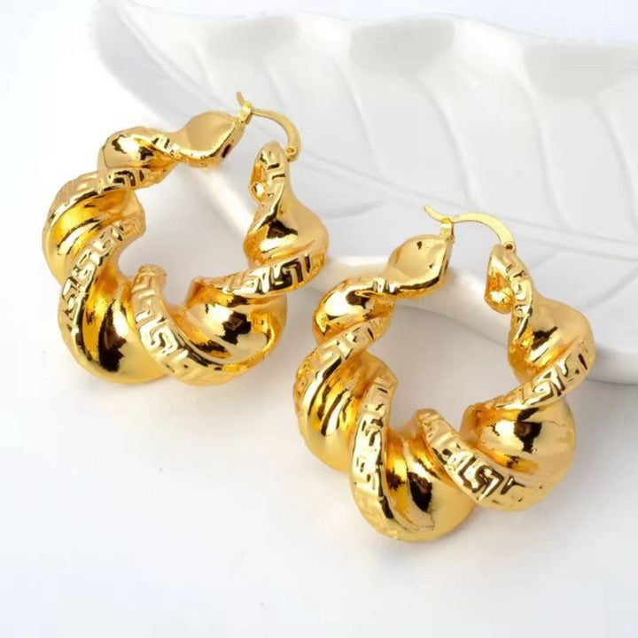 Gold Twisted Hoop Earrings